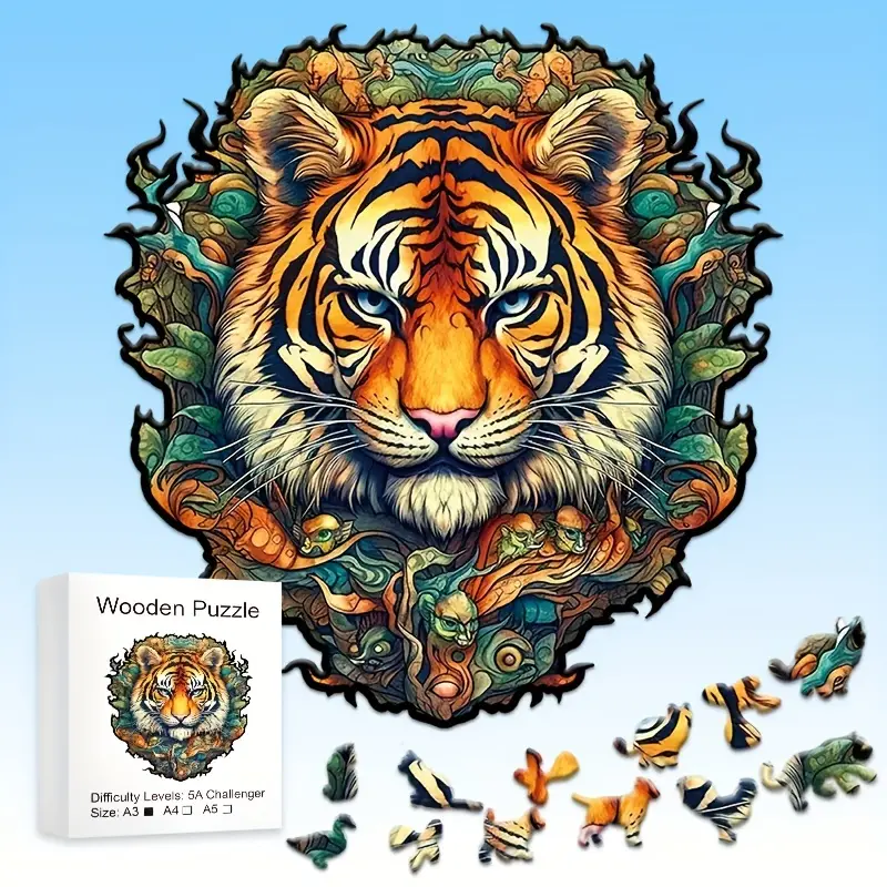 Baby Products Unique - Tiger Wooden Jigsaw Puzzle, Uniquely Irregular