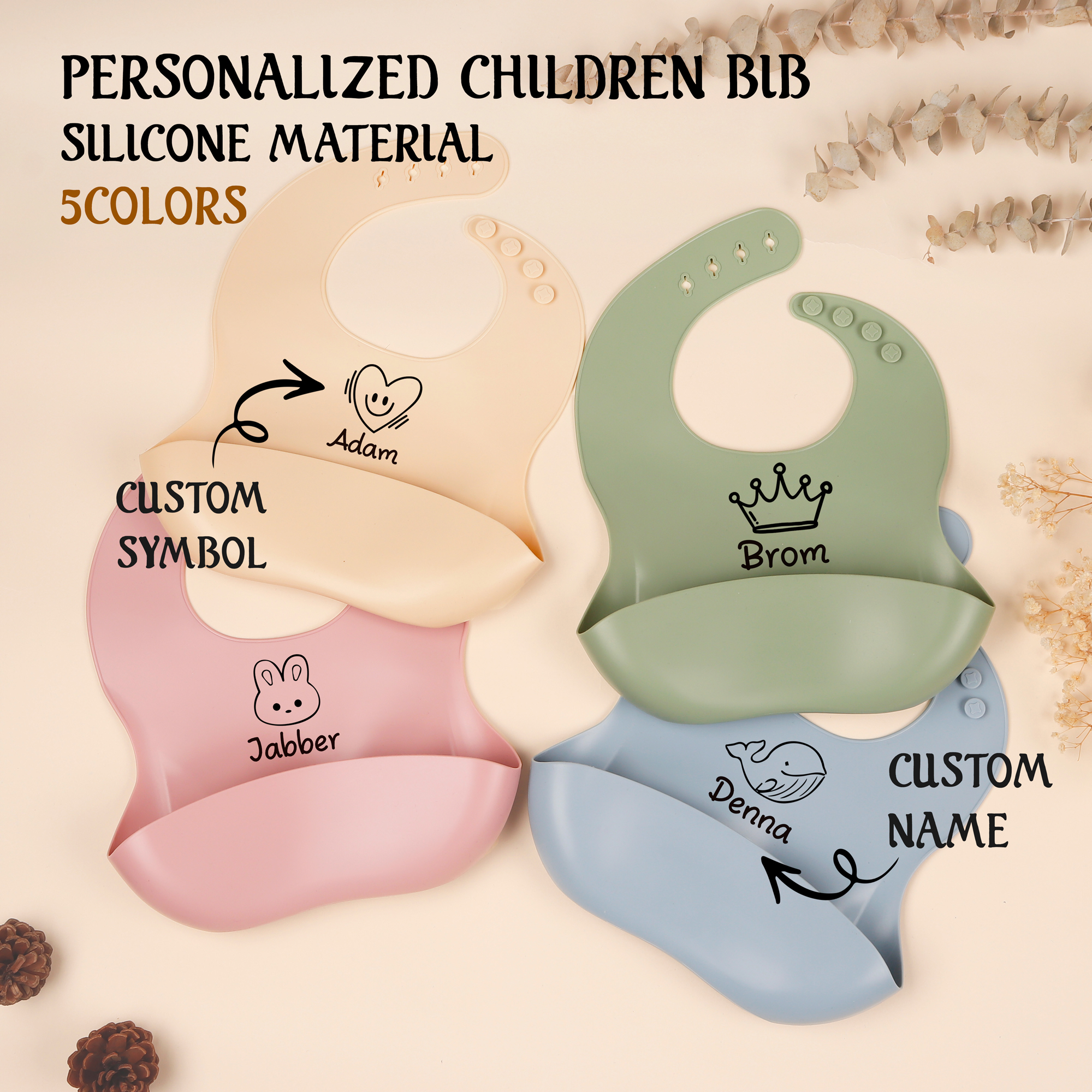 1pc Personalized Bib, Custom B – обзор и цена Silicone Baby Bibs