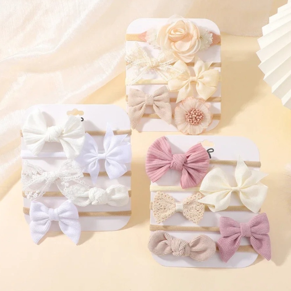 5Pcs Baby Flower Lace Bow Head – обзор и цена Baby Products Set