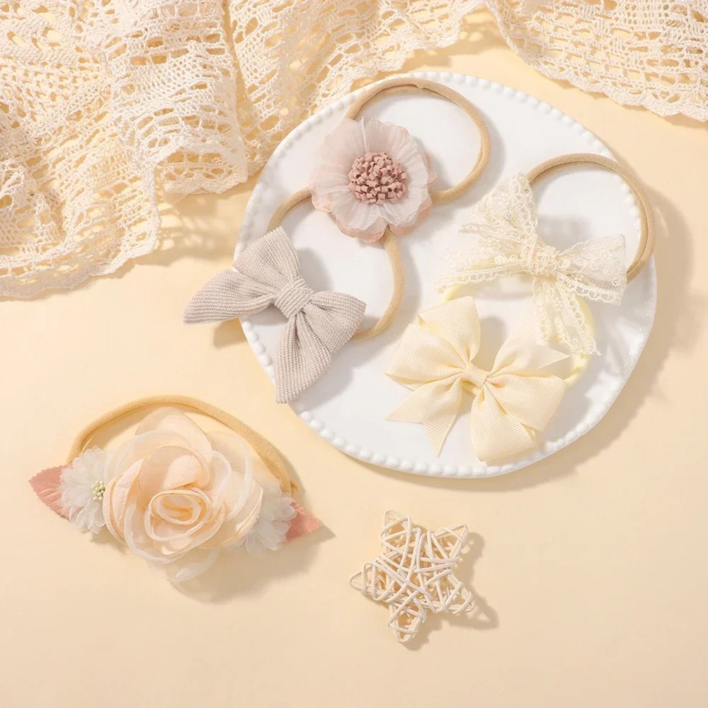 5Pcs Baby Flower Lace Bow Head – обзор и цена Baby Products Set